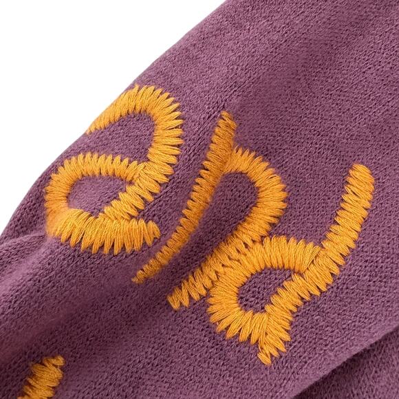 Y2K Euro Wool Blend Sweater Dress S/M Artsy Embroidered Graphic Patch Grunge - Picture 8 of 11